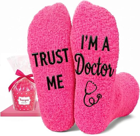 HAPPYPOP Doctor Gifts for Women - Gifts for Doctors Female Future Doctor Gifts Appreciation Gifts Med Student Graduation Gifts, Fuzzy Funny Doctor Socks Women in Saudi Arabia