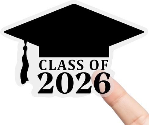 50 Pack Class of 2026 Graduation Hat Stickers – Black Vinyl Grad Cap Labels for Graduation Announcements, Party Favors & Envelope Seals – 1.8 x 1.26 Inch in Kuwait