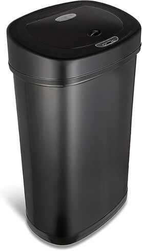NINESTARS DZT-12-9 Automatic Touchless Infrared Motion Sensor Trash Can, 3 Gal. 12 L., Stainless Steel (Oval, Silver/Black Lid) in Saudi Arabia