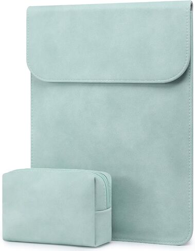 HYZUO 15-16 Inch Laptop Sleeve for MacBook Pro 16 M4/M3/M2/M1 A3403 A3186 A2991 A2780 2025-2019, MacBook Pro 15 2015-2012 A1398, XPS 15, Faux Suede Leather Case with Accessory Bag, Mint Green in Kuwait