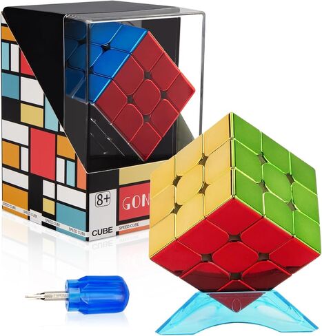 Speed ​​Cube 3x3 ، مكعب المرآة المغناطيسية 2025 ، مكعب ماجيك ملصقات مع مربع معرض ومربع عرض ، ألوان معدنية عاكسة السرعة ، هدايا عيد ميلاد ألغاز للأطفال البالغين الفتيات الفتيات in Kuwait