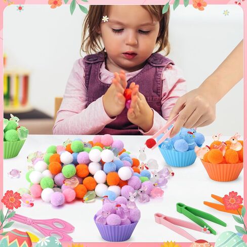 195 Pcs Halloween Sensory Bin Filler Sensory Bin Items Fine Motor Toys Counting Sorting 120 Pom Pom 44 Halloween Skulls 4 Sorting Cups 4 Tweezers 2 Scissors Clips for Preschool Early Education in Saudi Arabia