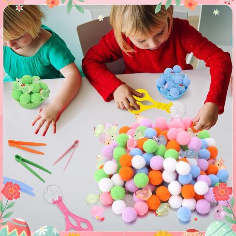 195 Pcs Halloween Sensory Bin Filler Sensory Bin Items Fine Motor Toys Counting Sorting 120 Pom Pom 44 Halloween Skulls 4 Sorting Cups 4 Tweezers 2 Scissors Clips for Preschool Early Education in Saudi Arabia