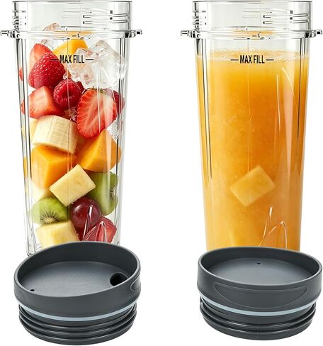 Blender Cups for Ninja Blender, 32OZ Cup with Sip & Seal Lids Compatible with Nutri Ninja Auto IQ Series Blenders BL480 BL481 BL482 BL490 BL640 BL680 BL450 BL482 BL682 BL642 BL640(2 Pack) in Kuwait