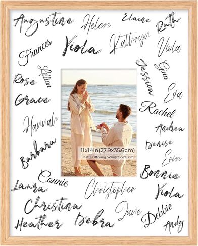 Axeman 11x14 Signature Picture Frame with 5x7 White Mat – Wedding Guest Book Alternative, Wall Hanging Photo Frame for Graduation, Celebration, Autograph Display and Home Decor, Black in Kuwait