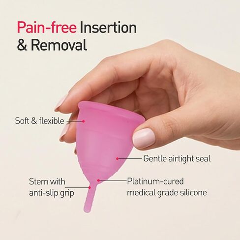 Sirona Reusable Menstrual Cup - Medium Size | Ultra-Soft, Odor-Free, Rash-Free Medical-Grade Silicone with Pouch | Leak-Proof Period Cup for Heavy & Light Flow | Tampon & Pad Alternative | Pack of 1 in Kuwait