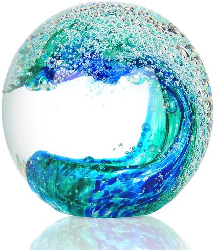 crystal ball ornament, home decor, glass paperweight ball, office decor, a gift for ocean lovers – perfect for gifting to wife, husband, children, mom, friends and besties. (Gold-crystal ball) in Kuwait