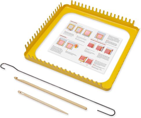 ULIONTAC 2 in 1 Weaving Looms Kit - Sewing Craft 7.5" Solid Metal Plate Potholder Loom with 5 Color 4 Strands Yarn and Colorful Loops Knitting Gift DIY Set in Saudi Arabia