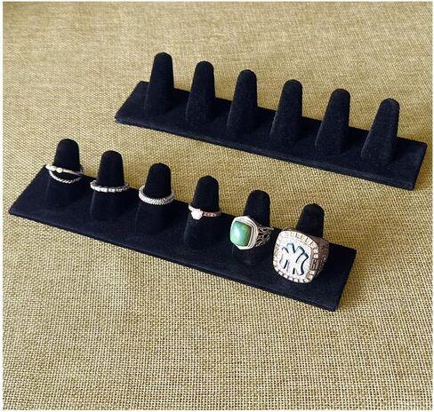 Black Velvet Ring Display, Ring Holder Display for Jewelry Stand, Ring Displays for Selling, Jewelry Display Stand and Ring Organizer for Ring Storage, 2 Pcs in Kuwait