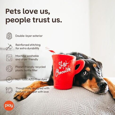 P.L.A.Y. Cute Plush Dog Toy - Holiday Classic Theme Durable Squeaker Chew Toy, Great for Puppies & All Dog Breeds - Machine Washable (Gingerbread Man) in Kuwait