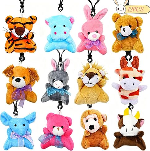 UMEELR 28PCS Valentine's Day Mini Plush Animals Toys, Small Stuffed Animal Keychain Animal Bulk for Kids Valentine's Classroom Gift Exchange Valentines Party Favor, Valentine Greeting Cards in Kuwait