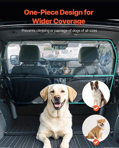 VEVOR Dog Car Barrier, 36.6"-60" Adjustable Car Divider for Trunk Cargo Area, Universal-Fit Back Seat Heavy-Duty Wire Mesh Dogs Separator Guard Net, Vehicle Pet Barrier for Sedans, Trucks and SUVs in Saudi Arabia