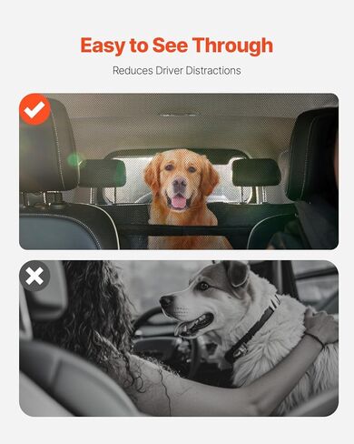 VEVOR Dog Car Barrier, 36.6"-60" Adjustable Car Divider for Trunk Cargo Area, Universal-Fit Back Seat Heavy-Duty Wire Mesh Dogs Separator Guard Net, Vehicle Pet Barrier for Sedans, Trucks and SUVs in Saudi Arabia