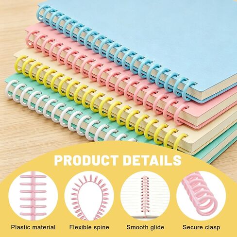 16 PCS Comb Binding Spines, Plastic Spiral Binding Coils, 30 Rings Click Binding Spines for Student Teacher Business Document File Notebook File Making (Colorful) in Kuwait
