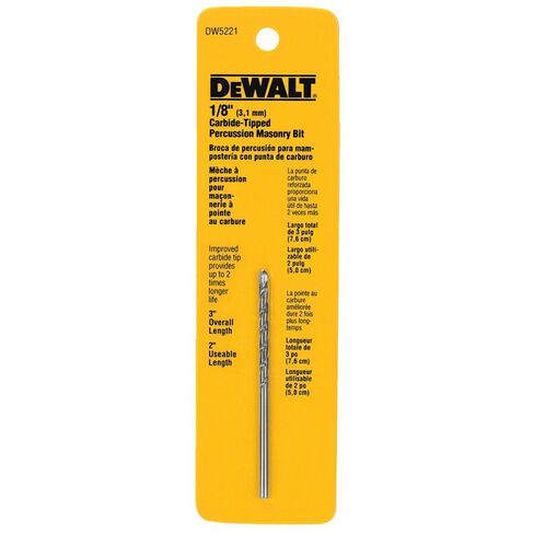 مثقاب شاكوش من الكربيد مقاس 1/8 بوصة × 3 بوصة DW5221، فضي in Kuwait