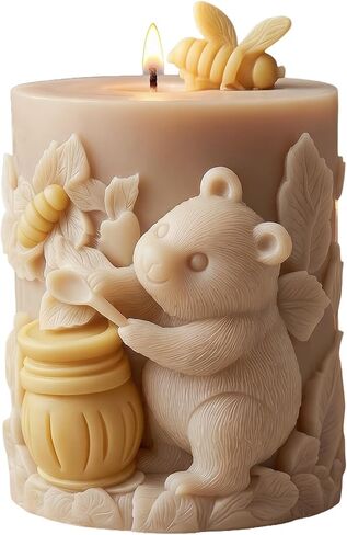 Honey Bear Cylinder Candle Mold Bee Cylindrical Candle Silicone Molds Beeswax Resin Casting Mold for Candles Making Aromatherapy Candles Handmade Wax Home Decor in Kuwait