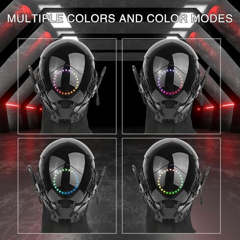 قناع فاسق للرجال، خوذة Techwear متعددة الألوان، ملحقات مهرجان موسيقى الهالوين in Kuwait
