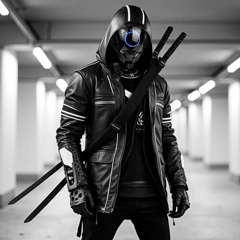 قناع فاسق للرجال، خوذة Techwear متعددة الألوان، ملحقات مهرجان موسيقى الهالوين in Kuwait