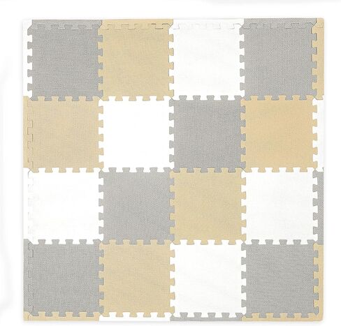 Play Platoon Non-Toxic Foam Puzzle Floor Mat, Comfortable, Extra Thick, Cushiony Play Mat for Toddlers, Kids & Adults, 36 Tiles (12"x12"), Square, Grey/Cream/Charcoal in Kuwait