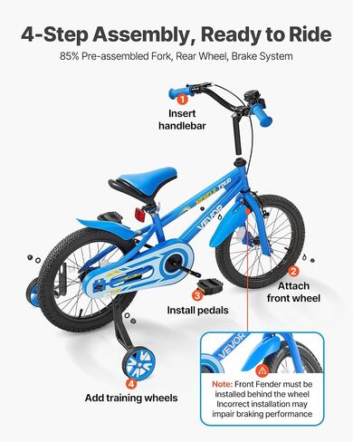 دراجة Vevor Kids ، 14/16/18 بوصة على دراجة BMX على طراز BMX ، وعجلات التدريب ، وتشملها ، متينة وسهلة التجميع ، دراجة صغيرة للبنين والبنات ، in Kuwait