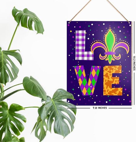 UDNADKEX Mardi Gras Hanging Sign Wood Decor, Mardi Gras Door Sign Decor Fat Tuesday New Orleans Carnival Home Decorations Masquerade Party Fleur de Lis Wall Decor in Kuwait