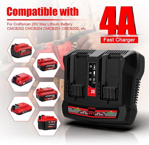 AYTXTG CMCB104 Replacement for Craftsman 20V Battery Charger,Compatible with Craftsman 20V Max V20 Lithium Battery CMCB202 CMCB204 CMCB201 CMCB206 CMCB209 in Kuwait