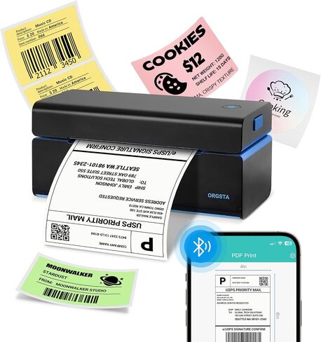 ORGSTA Bluetooth Thermal Shipping Label Printer T001-Plus Wireless 4x6 Shipping Label Printer for Small Business Support Android iPhone & Windows Widely Used for Amazon, Ebay, Shopify, Etsy, USPS in Kuwait
