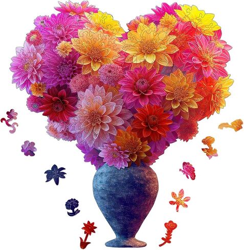 Wooden Puzzles for Adult, Flower Succulent Puzzle for Girl, Challenging Puzzle, 200 Piece Luxurious Shaped Wooden Puzzles for Adults, Family Game 11.2 * 15.9in in Kuwait