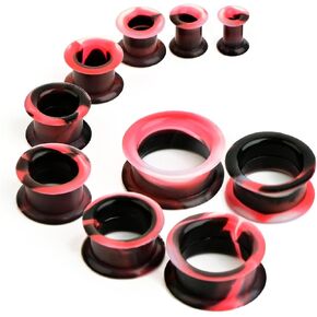 WYR 20/28pcs 8g-1" Ear Tunnels Plugs Stretching-kit Set : Hollow Hard/Soft Silicone Double Flare Plugs and Tunnels Ear Expander Gauges Stretcher Body Piercing Jewelry in Kuwait