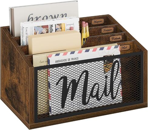 YINMIT Mail Organizer Countertop with 3 Compartments and Drawer, Mail Holder Sorter for Desk, Mail Organizer Wall Mounted, Countertop Desk Office Accessories Organizer for File Paper Folder in Kuwait