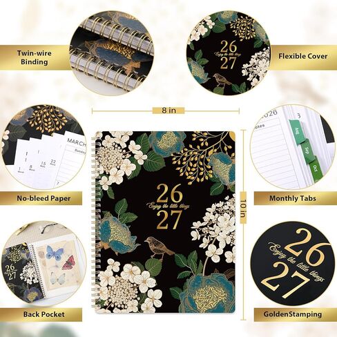 2026 Planner - 2026 Planner Weekly and Monthly ، Jan.2026 - Dec.2026 ، 6.5 "× 8.5" ، Planner 2026 ، 2026 Weekly Monthly Planner مع علامات تبويب خضراء ، ملزمة مزدوجة ، جيب خلفي in Kuwait