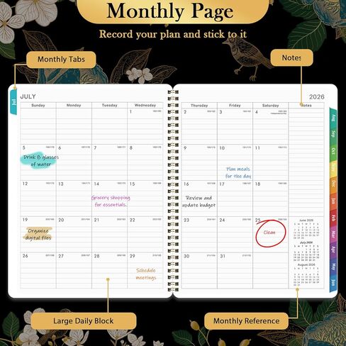 2026 Planner - 2026 Planner Weekly and Monthly ، Jan.2026 - Dec.2026 ، 6.5 "× 8.5" ، Planner 2026 ، 2026 Weekly Monthly Planner مع علامات تبويب خضراء ، ملزمة مزدوجة ، جيب خلفي in Kuwait