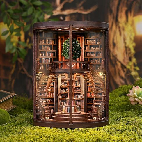 DIY Miniature House Kit ، Dollhouse Kit للبالغين والمراهقين والمبتدئين ، مجموعة حرفة طراز ثلاثية الأبعاد مع LED ، معهد أبحاث الديناصورات ، ديكور رف الكتب ، هدية لأصدقاء العائلة in Kuwait