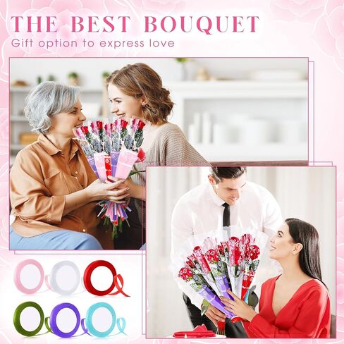 Chiisong 300 PCS أحكام زهرة واحدة أحبك عيد الحب مرة واحدة الوردة الأكمام البلاستيكية تغليف تغليف الأزهار المقاومة للماء مع 6 شريط لزهور باقة لوازم in Kuwait