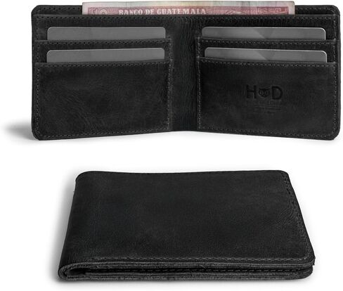 Hide & Drink, Slim Bifold Wallet, Classic Billfold for Pocket or Bag, Store Money, Cards and Cash, Travel Accessory, Full Grain Leather, Handmade, Bourbon Brown in Kuwait