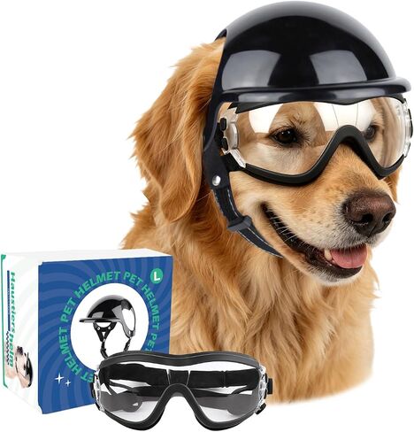 Dog Goggles Large Breed, UV Protection 2PCS Black and Clear Lens Dog Sunglasses Medium Large Pet Windproof Adjustable Doggy Glasses for Driving Riding Biking in Kuwait