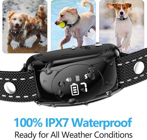 2 Pack No Shock Bark Collar, IPX7 Waterproof Bark Collar for Large & Medium Dogs 15-120Lbs, Safe & Humane Dog Training Collar with Beep Vibration & 7 Sensitivity Levels for Home Garden Outdoor Use in Kuwait