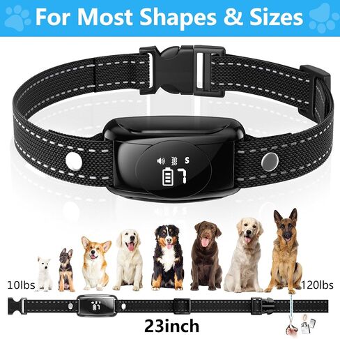 2 Pack No Shock Bark Collar, IPX7 Waterproof Bark Collar for Large & Medium Dogs 15-120Lbs, Safe & Humane Dog Training Collar with Beep Vibration & 7 Sensitivity Levels for Home Garden Outdoor Use in Kuwait