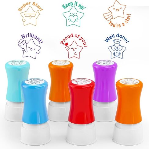 6-Piece Teacher Stamp - Teacher Stamp Cute Stars Inspirational Score, Classroom, Grade Teacher Stamp, Teacher Stamp self-Introducing Stamp, Teacher Behavior Stamp, Rating Stamp, Behavior Stamp. in Kuwait