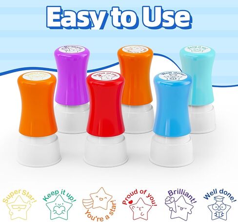 6-Piece Teacher Stamp - Teacher Stamp Cute Stars Inspirational Score, Classroom, Grade Teacher Stamp, Teacher Stamp self-Introducing Stamp, Teacher Behavior Stamp, Rating Stamp, Behavior Stamp. in Kuwait