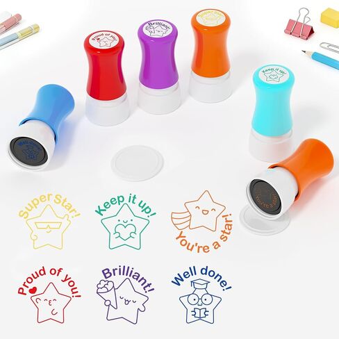 6-Piece Teacher Stamp - Teacher Stamp Cute Stars Inspirational Score, Classroom, Grade Teacher Stamp, Teacher Stamp self-Introducing Stamp, Teacher Behavior Stamp, Rating Stamp, Behavior Stamp. in Kuwait