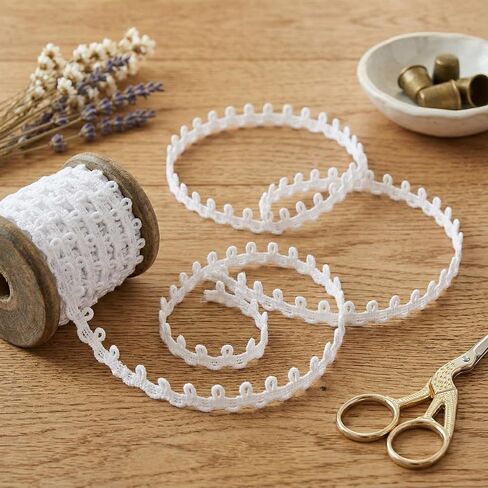Petite Braid Trim with Elastic Button Loop - 6 Yards Buttonhole Ribbon Corset Braid, Stretch Lace Cord for Sewing, Wedding Dresses, Bridal Gowns, DIY Crafts (White) in Saudi Arabia
