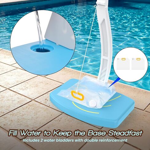Pool Basketball Hoop or Pool Volleyball Net, 2 in 1 Stainless Steel Pool Basketball Hoops Poolside Set for Family Outdoor Pool Games, Summer Pool Parties in Kuwait