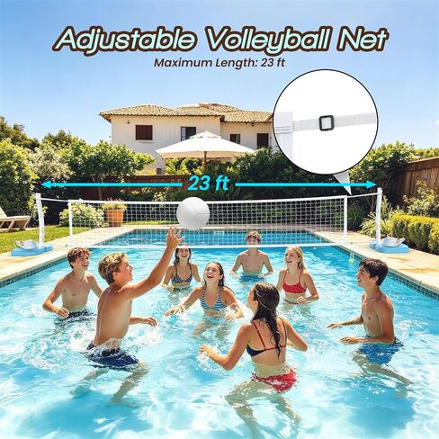 Pool Basketball Hoop or Pool Volleyball Net, 2 in 1 Stainless Steel Pool Basketball Hoops Poolside Set for Family Outdoor Pool Games, Summer Pool Parties in Kuwait