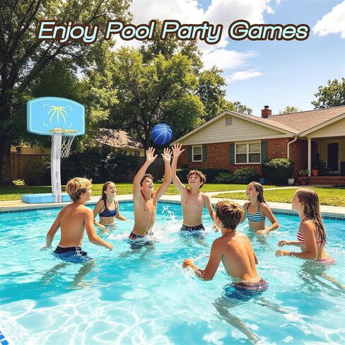 Pool Basketball Hoop or Pool Volleyball Net, 2 in 1 Stainless Steel Pool Basketball Hoops Poolside Set for Family Outdoor Pool Games, Summer Pool Parties in Kuwait