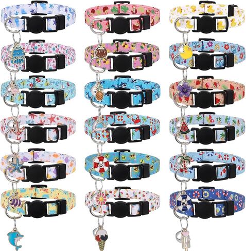 18 Pcs Holiday Cat Collars Halloween Cat Collars with Bell Adjustable Breakaway Kitten Collar with Plastic Buckle for Holiday Pet Cat Costume in Kuwait
