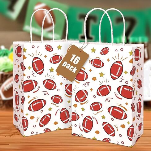 Shindel 16PCS Soccer Gift Bags, Paper Bags with Handles Soccer Goodie Bags Soccer Party Favor Bags Treat Candy Bags for Kids Birthday Gift Giving in Saudi Arabia