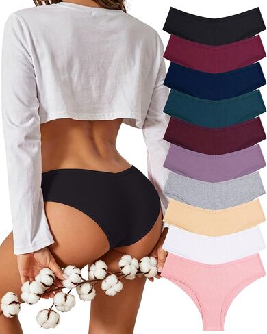 Sth Big 10 Pack ملابس داخلية قطنية نسائية مثيرة تمتد على شكل حرف V للسيدات بيكيني سراويل داخلية منخفضة الارتفاع من القطن صفيق محب S-XXL in Kuwait
