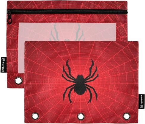 Binder Pouches,Spider Web Cobweb Halloween Pencil Pouch for 3 Ring Binder 2 Pack Clear Pencil Bag with Zipper for Office School Supplies in Kuwait