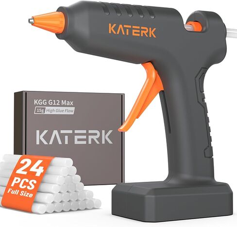 Katerk 12V Full Size Cordless Hot Glue Gun, Drip-Free Fast Heating Rechargeable and Heavy Duty Battery Operated Glue Gun and Sticks Sets 11mm x10 for Crafts DIY, Repair, Gift in Saudi Arabia